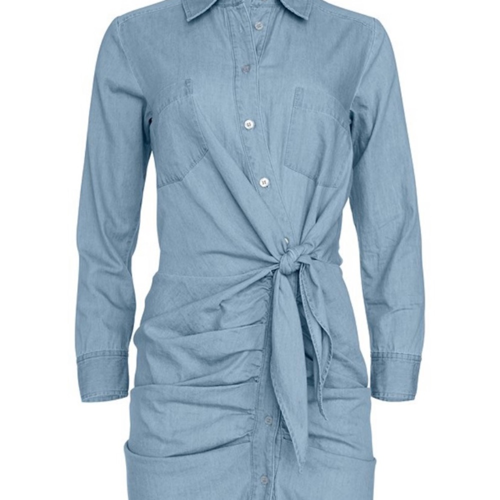 Venus ruched button down tie dress